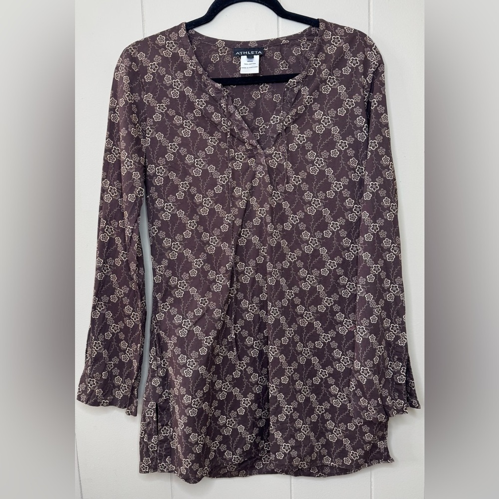 Athleta Ditsy Floral Split Neck Cotton Beach Cover Up Womens Medium